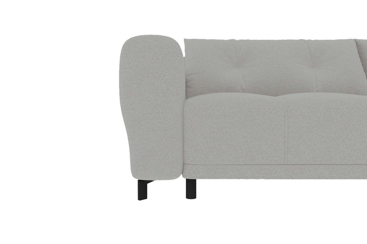 ECKSOFA Massimo Strukturstoff Hellgrau inkl. Schlaffunktion Rechts - Hellgrau/Schwarz, Textil/Metall (246/177cm) - 99rooms