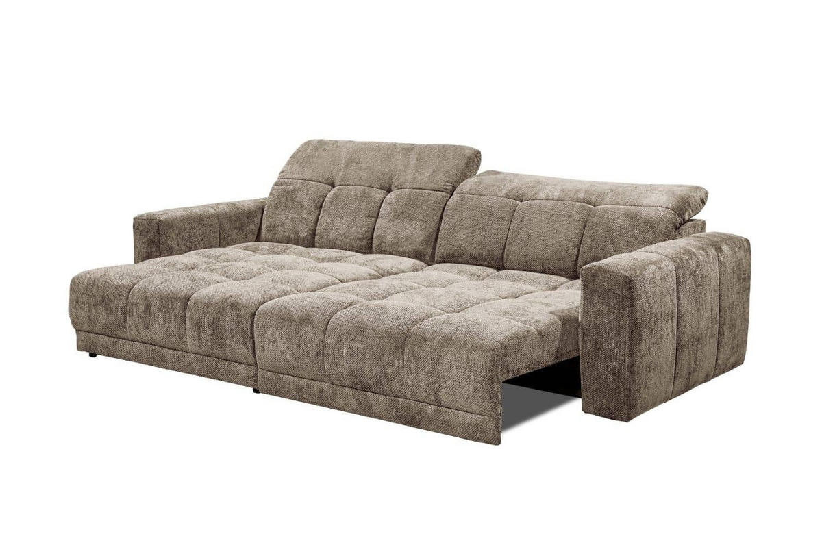 ECKSCHLAFSOFA mit elektronische Sitztiefenverstellung - Taupe/Schwarz, Holz/Kunststoff (297/170cm) - ed exciting design