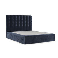 POLSTERBETT Celestia mit Stauraum 140/200 cm Marineblau im Lotta Stoff - Schwarz/Dunkelblau, Holz/Holzwerkstoff (140/200cm) - AltaBeds
