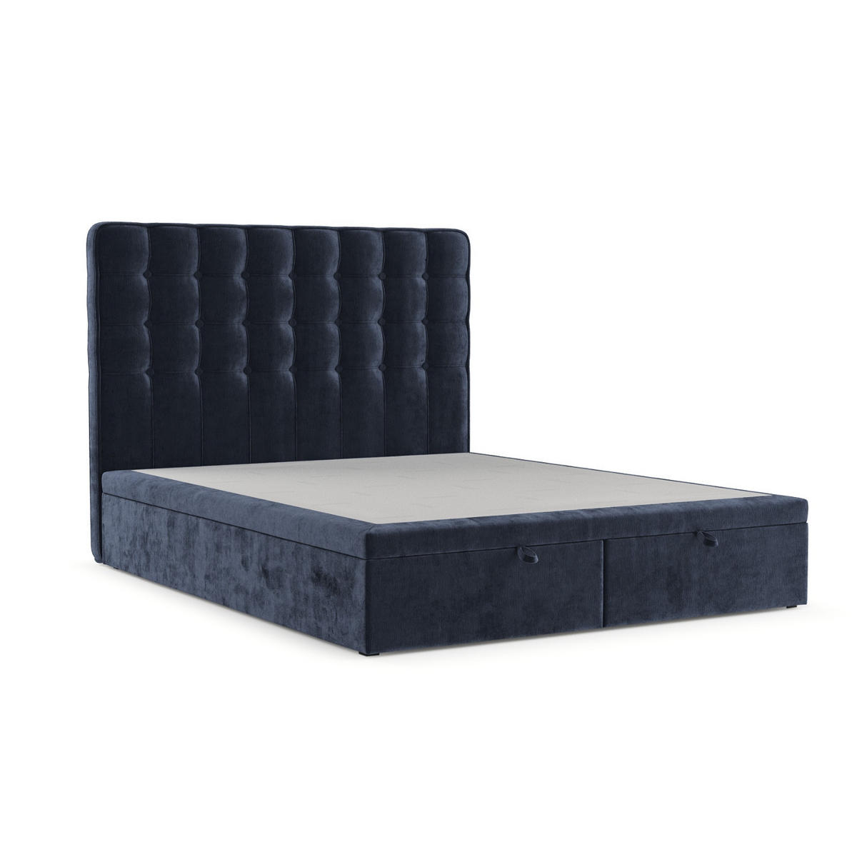 POLSTERBETT Celestia mit Stauraum 140/200 cm Marineblau im Lotta Stoff - Schwarz/Dunkelblau, Holz/Holzwerkstoff (140/200cm) - AltaBeds