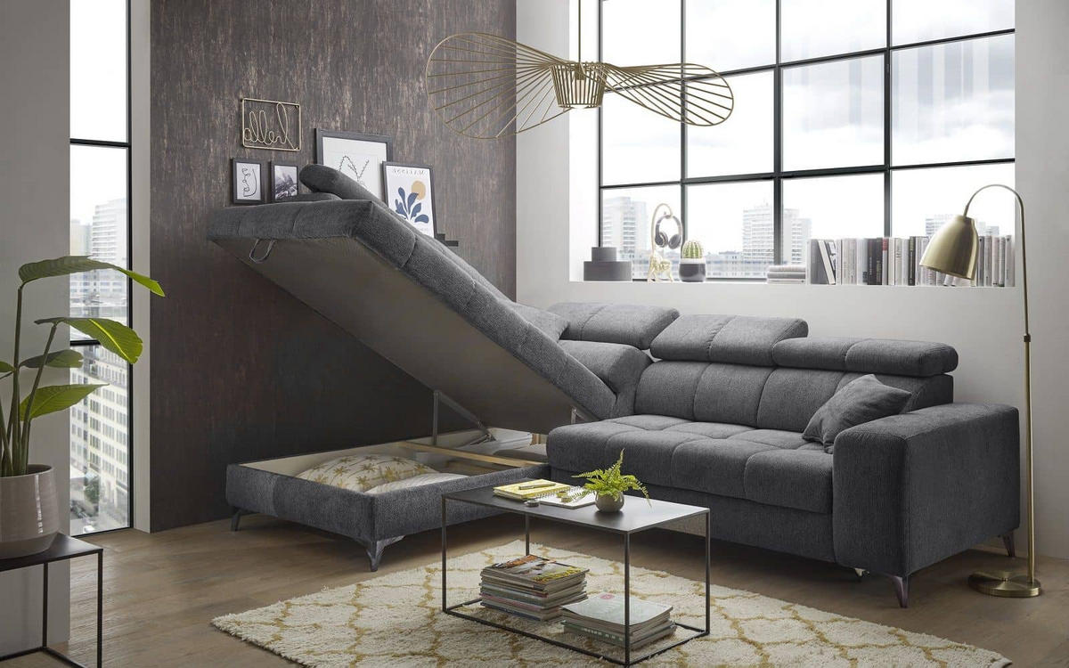 ECKSOFA mit elektrischer Wallaway-Funktion und vielseitigen Anpassungsmöglichkeiten - Anthrazit, Textil (282/198cm) - ed exciting design