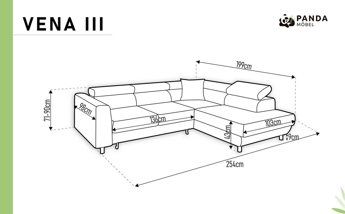 ECKSCHLAFSOFA Vena III mit Schlaffunktion und Bettkasten, Links montierbar, Braun - Braun, Holz (199/254cm) - Homesy