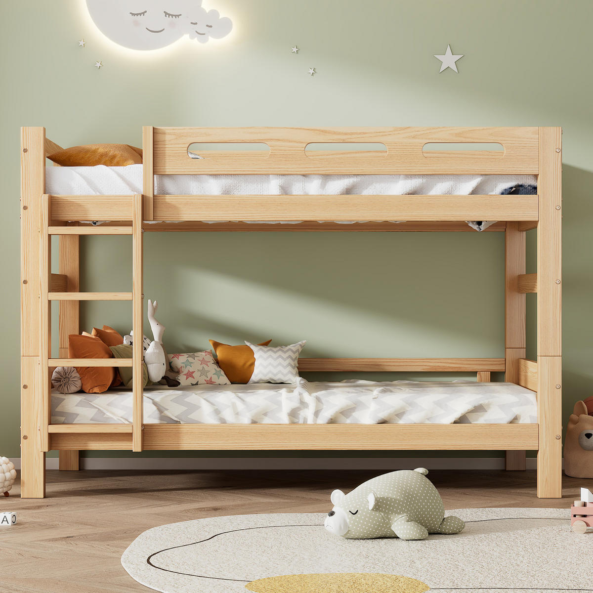 ETAGENBETT 90/200 cm Natur Kiefernholz mit Trennungsmöglichkeit - Naturfarben, Holz (90/200cm) - OKWISH