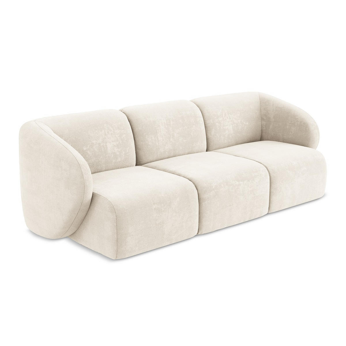 3-SITZER SOFA Chenille Stoff Beige - Creme/Schwarz, Holzwerkstoff/Kunststoff (244/75/94cm) - LaMiaSofa