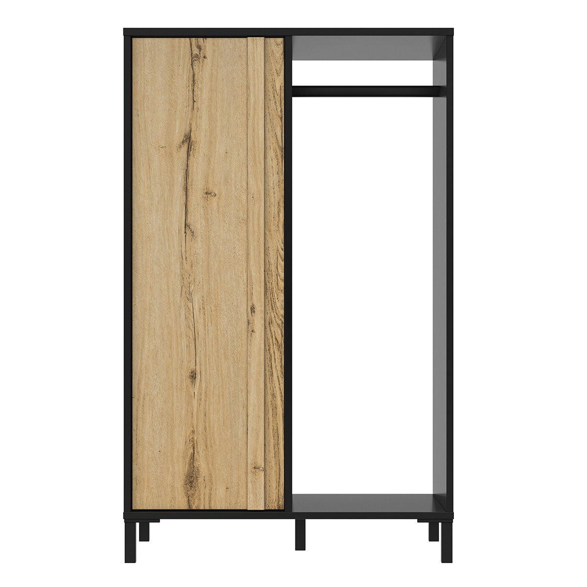 GARDEROBE 1 Tür mit Kleiderstange MIMIZAN - Französische Herstellung - 75/45/122 cm - Eichefarben, Holzwerkstoff (45/122/75cm) - Calicosy