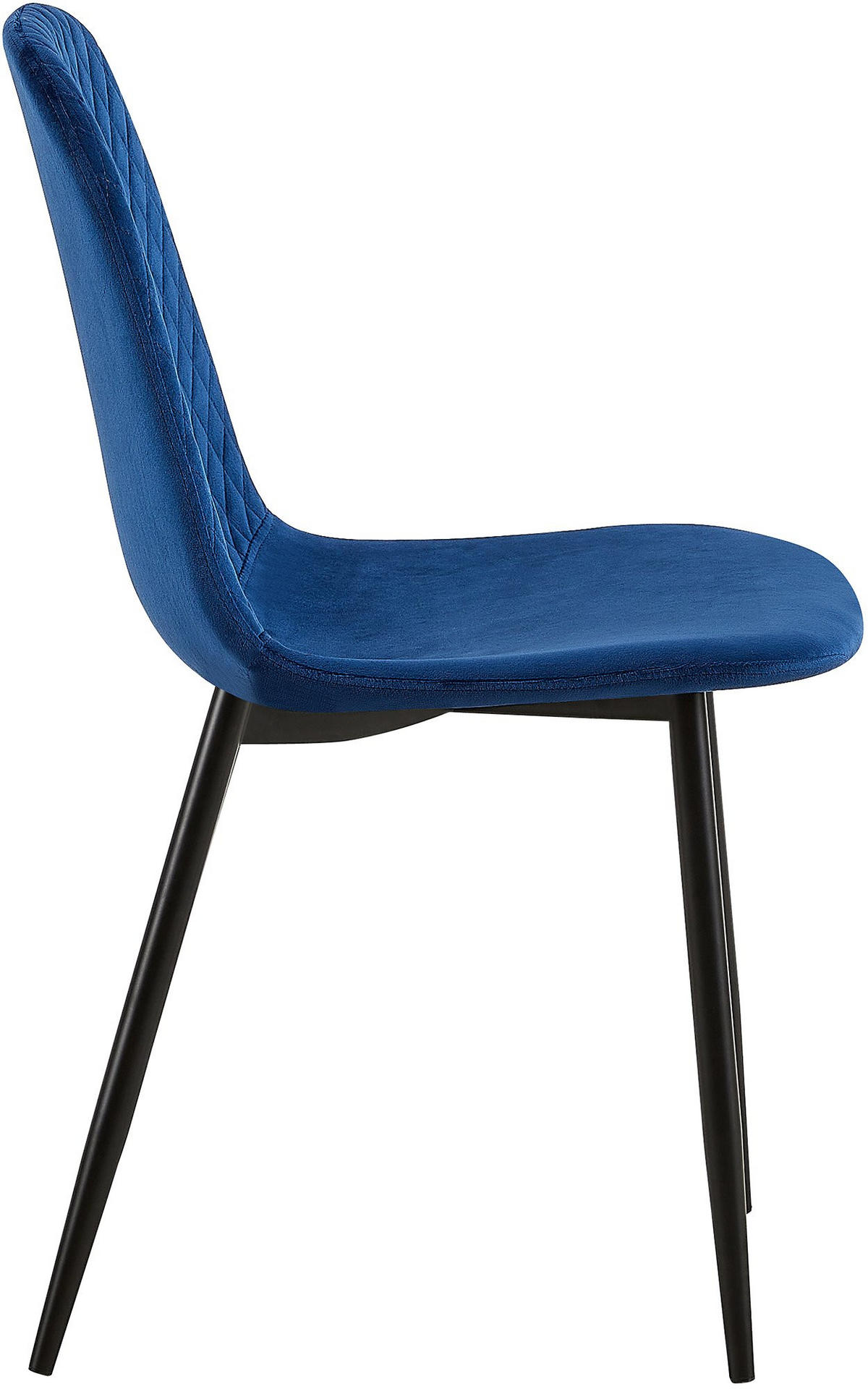 STUHL 4er Set Samt Blau - Blau/Schwarz, Textil/Metall (44/88/54cm) - CLP