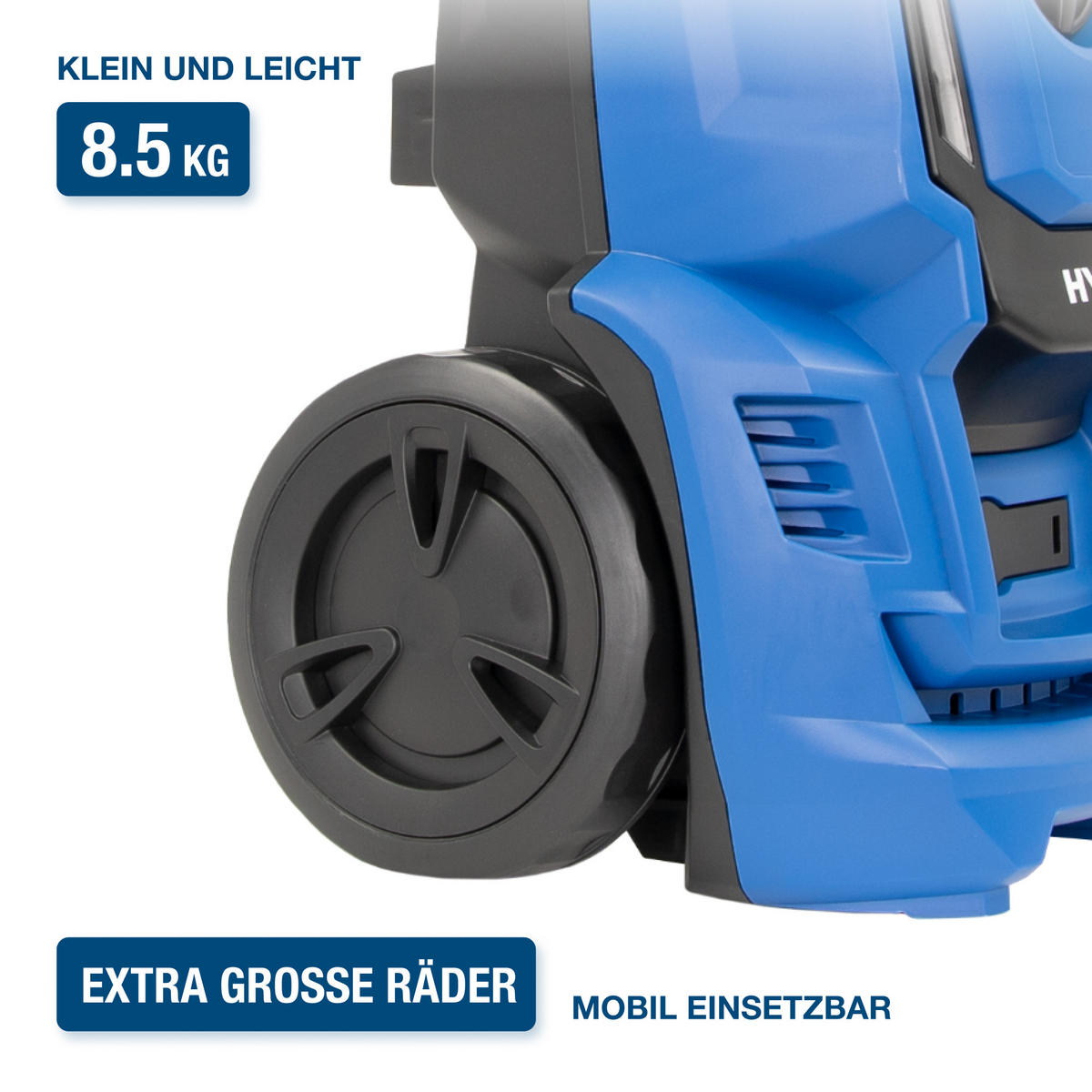 ELEKTRO-HOCHDRUCKREINIGER HPW1800CE (1800W, 140bar, 420 l/h, Schlauchtrommel, Blau) - Blau, Kunststoff (28/76/28cm) - HYUNDAI