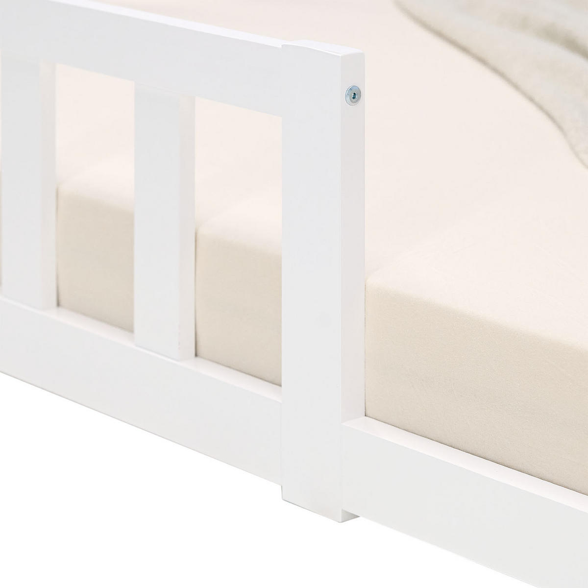 BODENBETT 120x200 cm Weiß mit Lattenrost - Weiß, Holz (120/200cm) - Homestyle4u