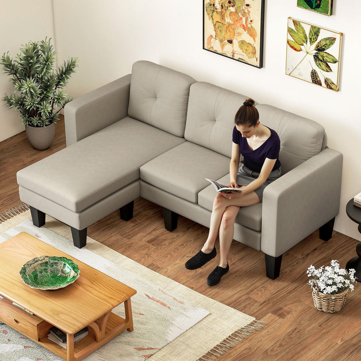 ECKSOFA Beige 186/130/84 cm - Beige, Textil (186/130cm) - PANGIVO