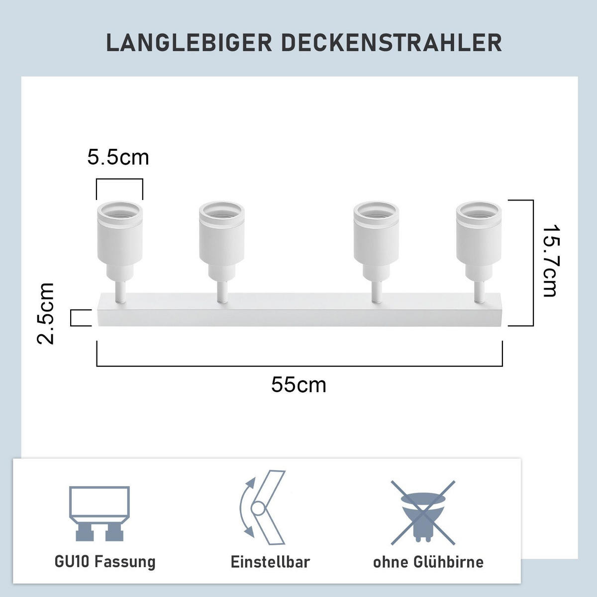 STRAHLER Elegant 4-flammig 55/5/15.7 cm - Weiß, Metall (55/5/15.7cm) - ZMH