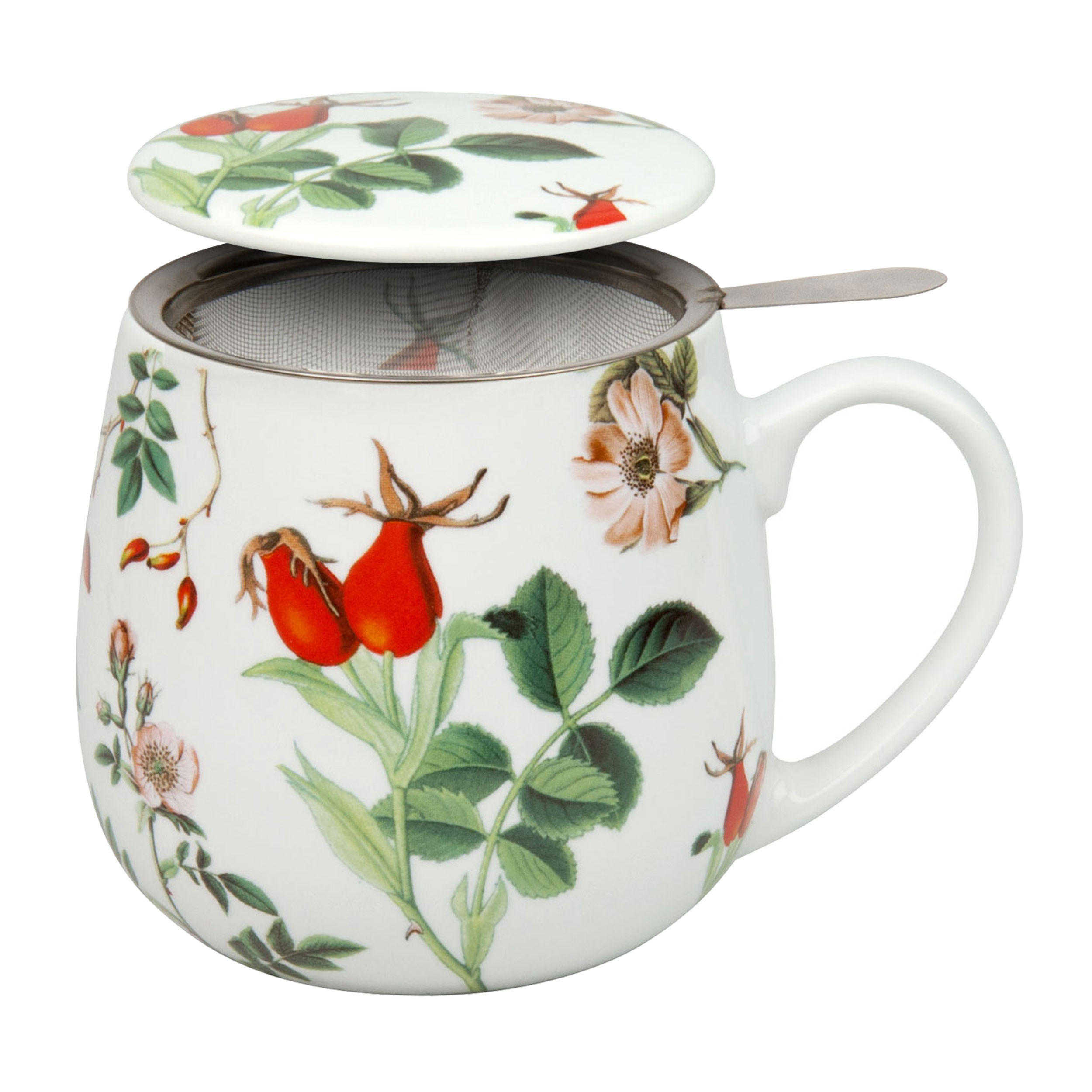 TEEBECHER mit Sieb und Deckel My Favourite Tea Hagebutte - Naturfarben, Keramik (0.42L) - Könitz