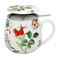 TEEBECHER mit Sieb und Deckel My Favourite Tea Hagebutte - Naturfarben, Keramik (0.42L) - Könitz