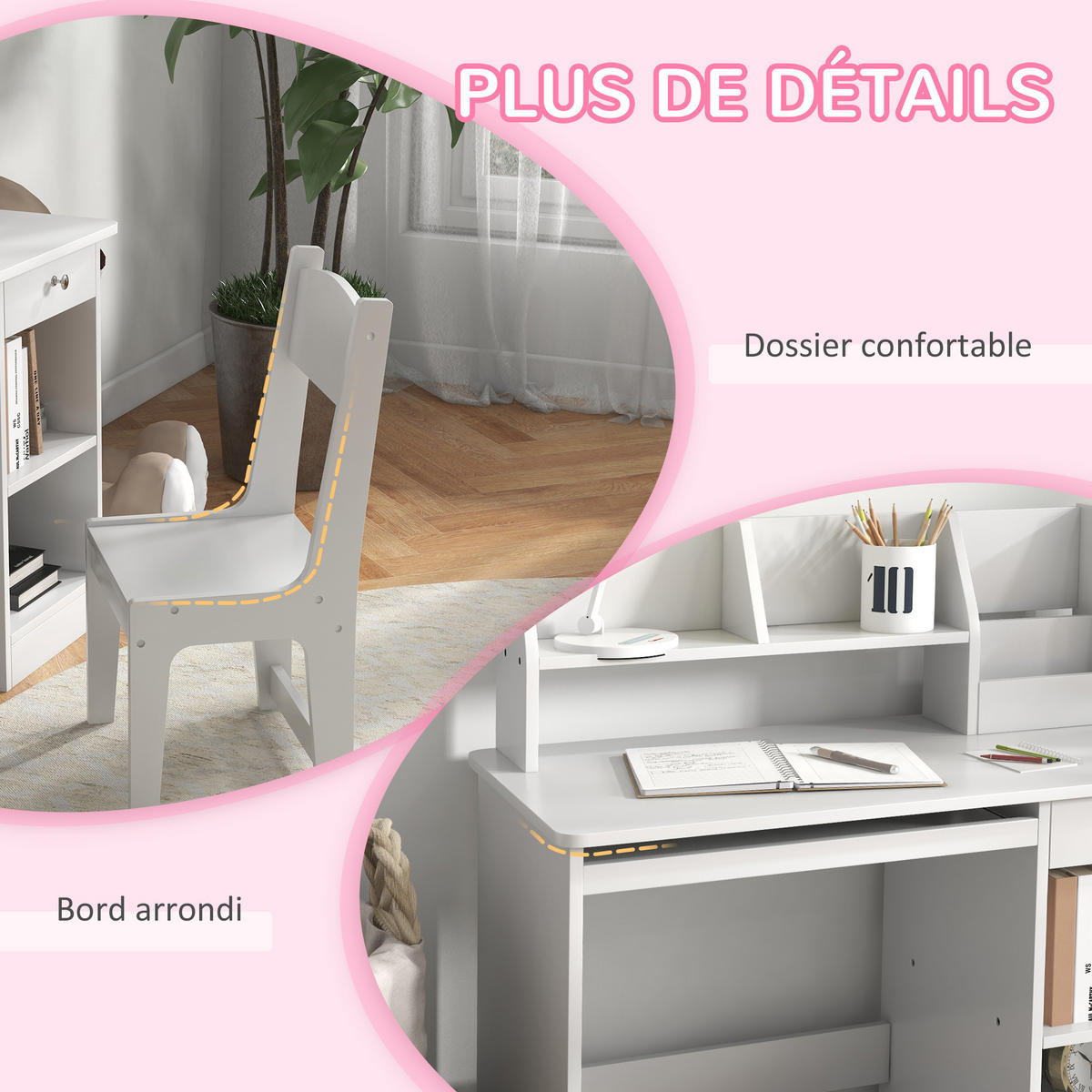 SCHREIBTISCH-SET DE-17508 Weiß - Weiß, Holzwerkstoff (90/90/45cm) - ComfortXL