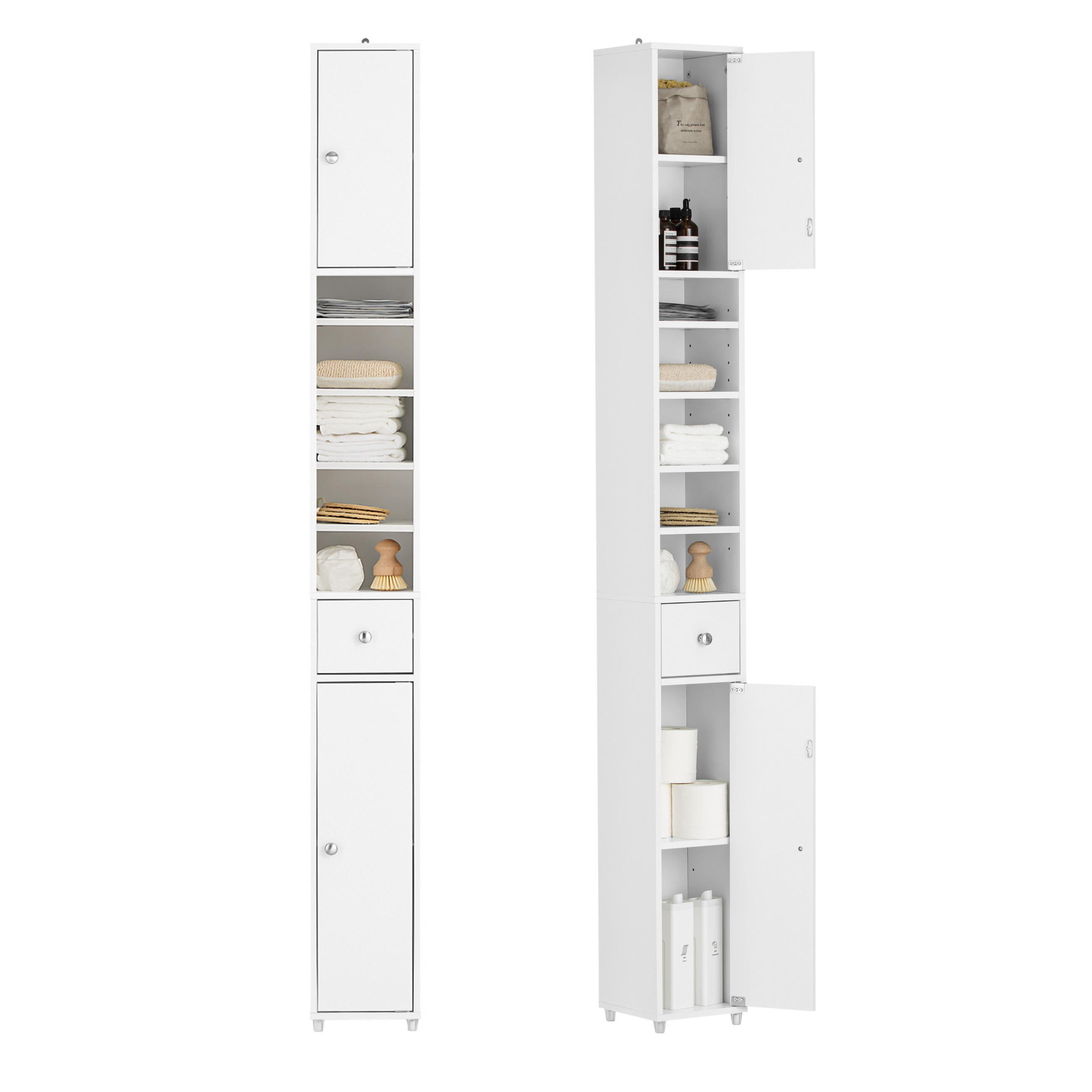 HOCHSCHRANK schmal Weiß - Weiß, Holzwerkstoff (20/180/20cm) - SoBuy