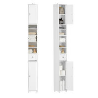 HOCHSCHRANK Schmal, Weiß, 20x180x20cm - Weiß, Holzwerkstoff (20/180/20cm) - SoBuy