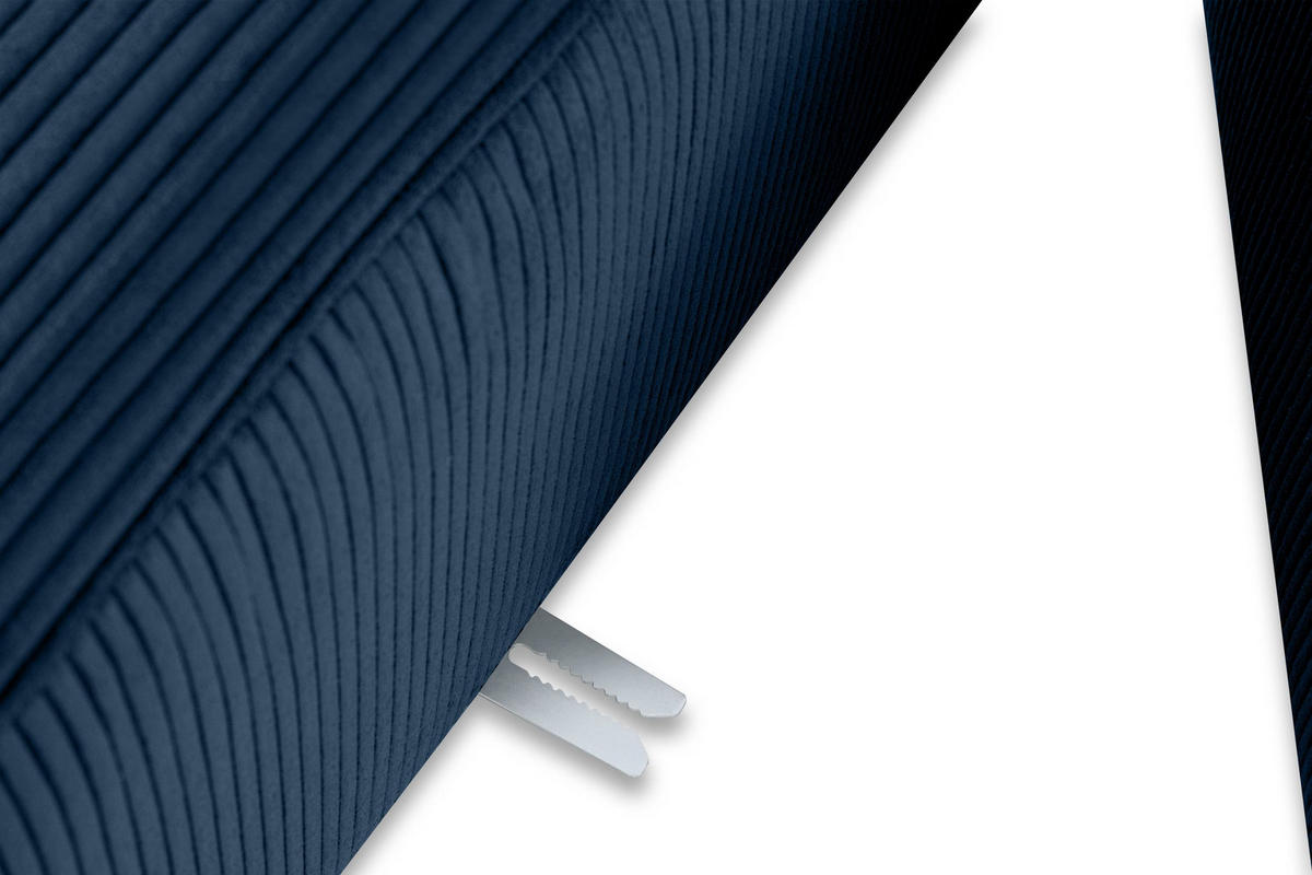 PANORAMA-ECKSOFA BUFFO 7/8 Sitzer mit extrem weicher Sitzfläche, Kordstoff, marineblau - Blau/Grün, Textil (424/73/180cm) - KONSIMO®