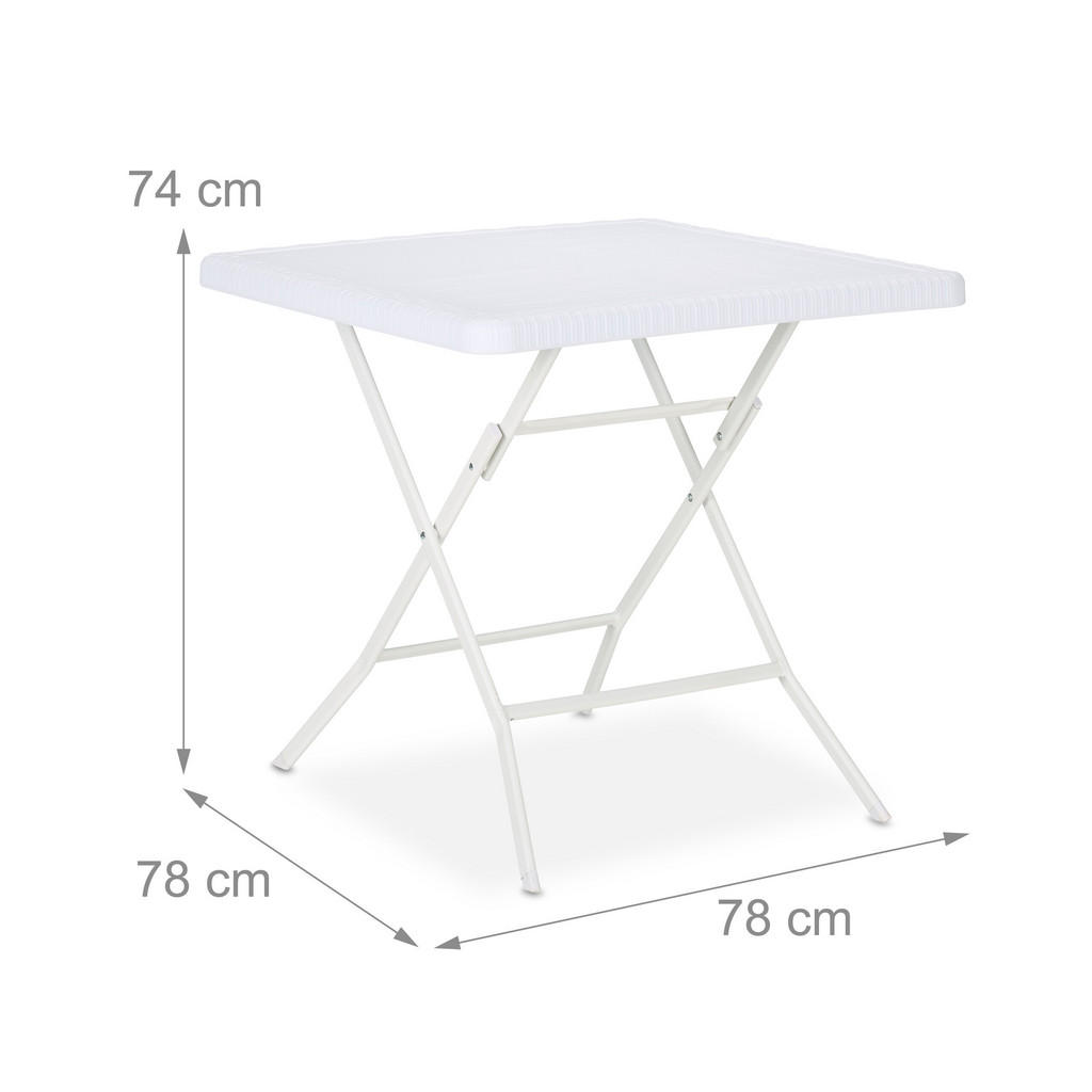 Thumbnail - Relaxdays Gartentisch, Weiß, Kunststoff, Metall, 78x74x78 cm, Balkonmöbel, Balkontische