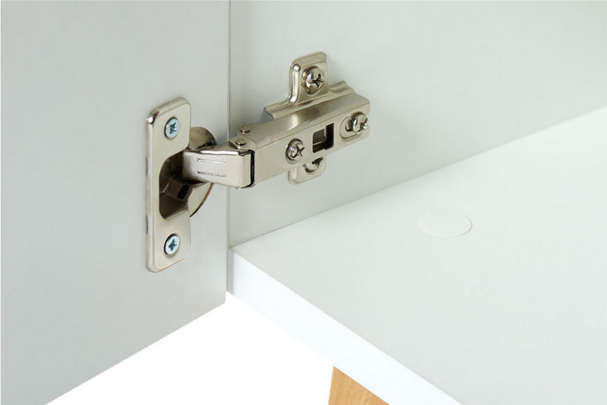 LOWBOARD FRISK TV-Schränke mit Schublade und Türe, weiß - Eichefarben/Weiß, Eichenholz/Holzwerkstoff (126/49/46cm) - KONSIMO®