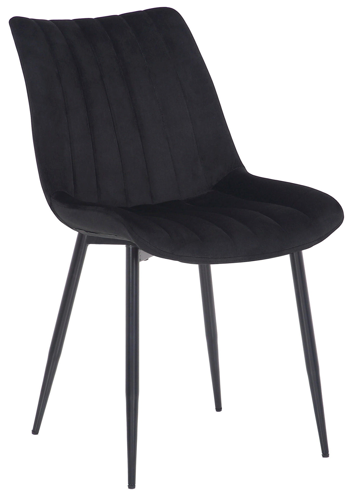 STUHL 2er Set Samt schwarz - Schwarz, Textil/Metall (46/82/61cm) - CLP