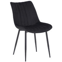 STUHL Samt schwarz - Schwarz, Textil/Metall (46/82/61cm) - CLP