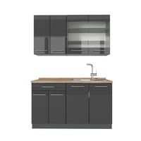 JEDNOTKOVÁ KUCHYNĚ Fame-Line Antracitový vysoký lesk - antracitová/vysoce lesklá černá, kompozitní dřevo (140/81.6/60cm) - Vicco