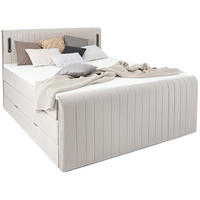 BOXSPRINGBETT FLY beige 160/200 cm H3/H4 Samt - Beige, Textil (160/200cm) - wonello