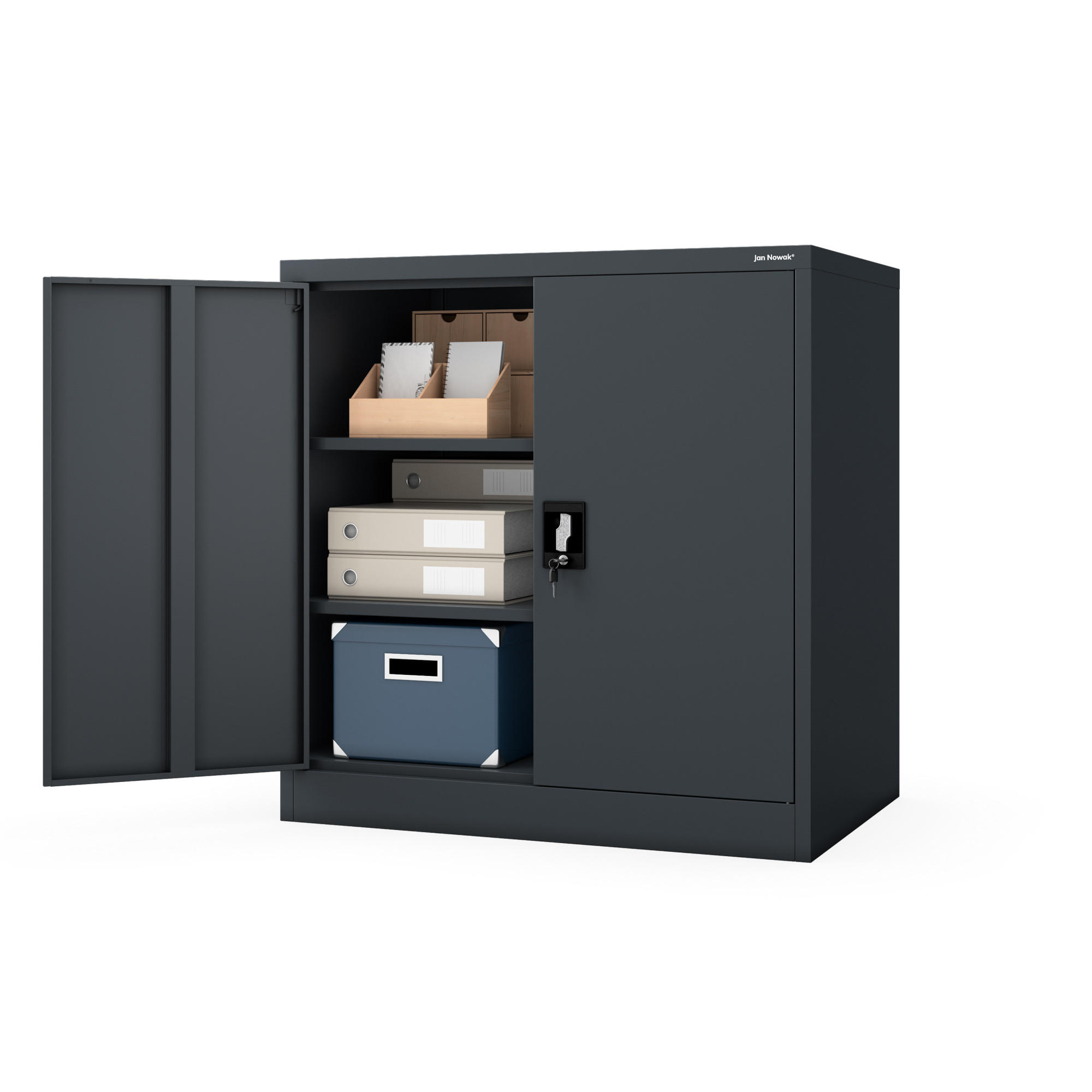 METALLSCHRANK mit Schloss für Büro und Werkstatt BEATA D600 - Anthrazit, Metall (93/90/60cm) - Jan Nowak