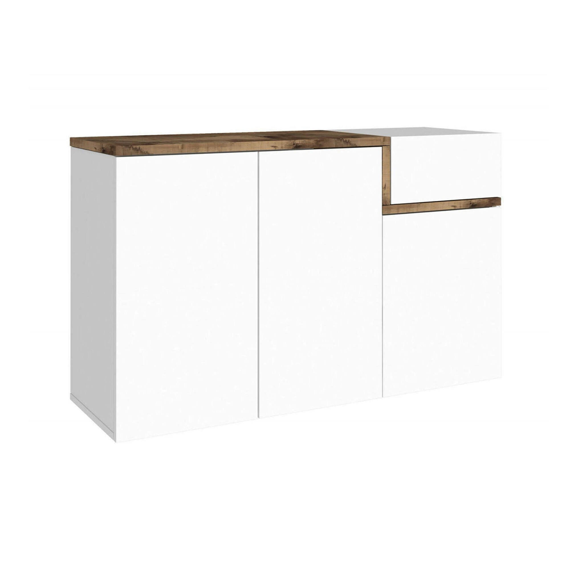 SCHUHSCHRANK Glänzendes Weiß, Ahorn 40/120/80 cm - Ahornfarben/Weiß, Holzwerkstoff (120/80/40cm) - DMORA