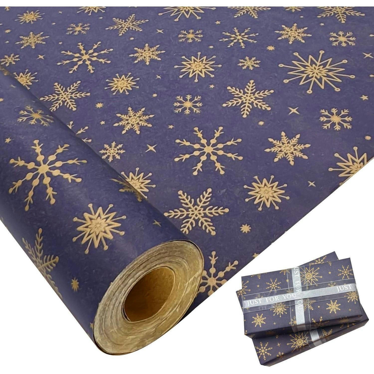GESCHENKPAPIERROLLE Weihnachten blau 76 cm x 12 m Schneeflocken - Blau, Papier (76/1/1200cm)