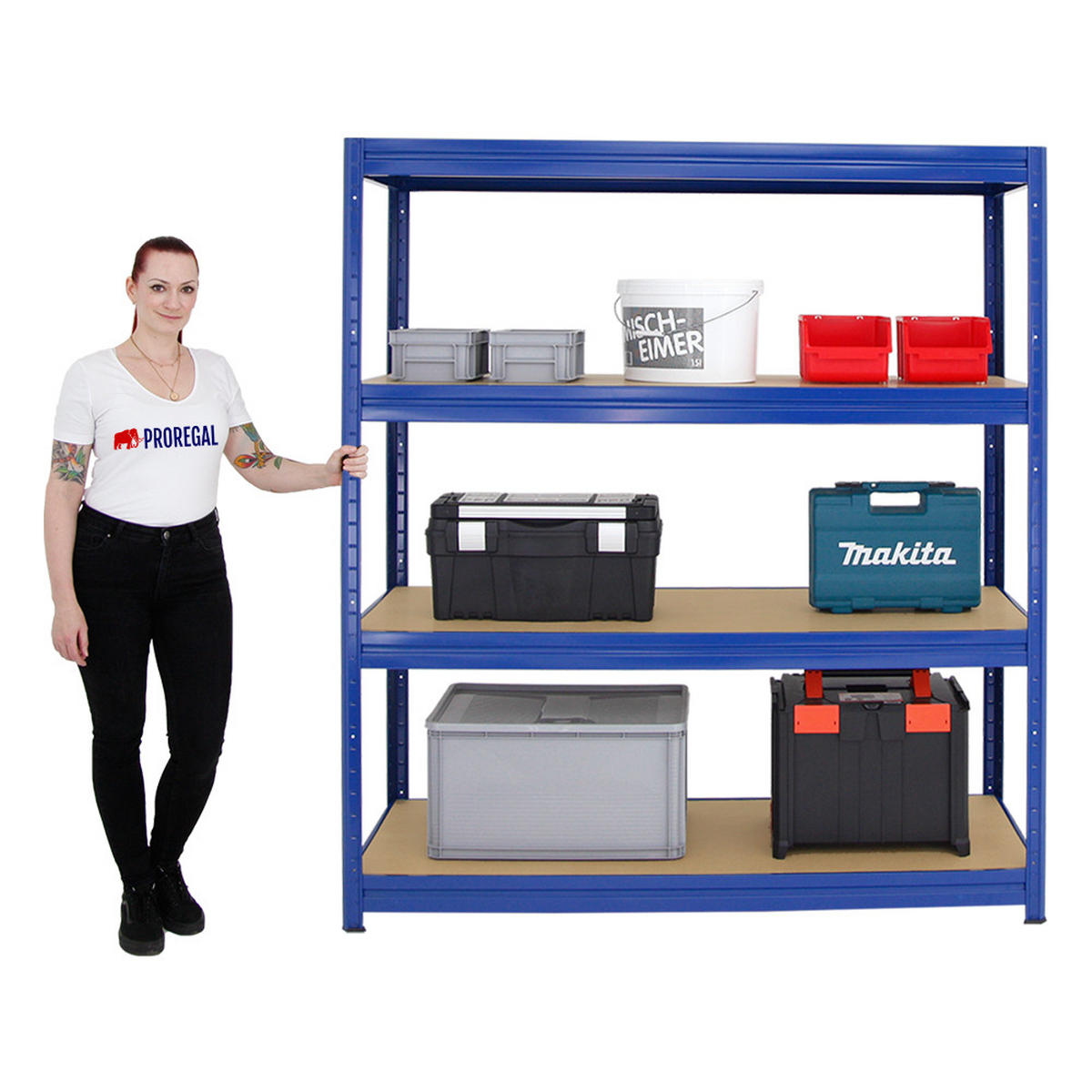 SCHWERLASTREGAL Dino 180x160x60 cm Fachlast 600 kg Blau - Blau, Metall (160/180/60cm) - PROREGAL
