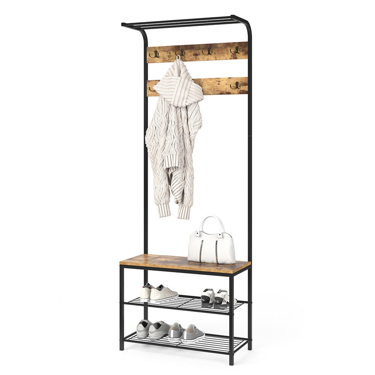 WANDGARDEROBE Fyrk Antikholz 70 x 190 cm - Alteiche/Schwarz, Holzwerkstoff (70/190/30cm) - Vicco