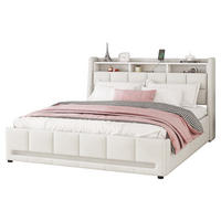 POLSTERBETT 140/200 cm beige mit LED-Beleuchtung und USB-Anschluss - Beige, Textil (140/200cm) - OKWISH