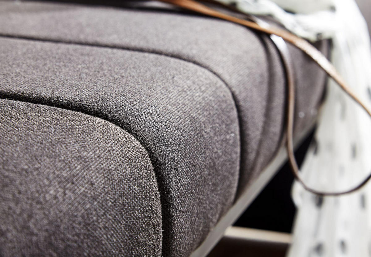 SITZBANK – Metall, Retro-Look, Rillenmuster - Schwarz, Textil/Metall (105/40/40cm) - KADIMA DESIGN