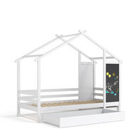 HAUSBETT 90 x 200 cm mit Tafel und 2 Schubladen, Weiß - Weiß, Holz (90/200cm)