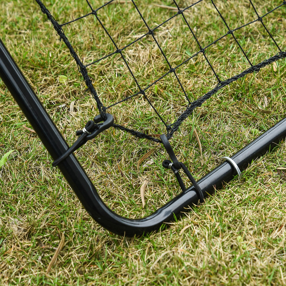 REBOUNDER Kickback Tor Rückprallwand Trainingsnetz Stahl 75x126cm - Schwarz, Metall (80/90cm) - HOMCOM