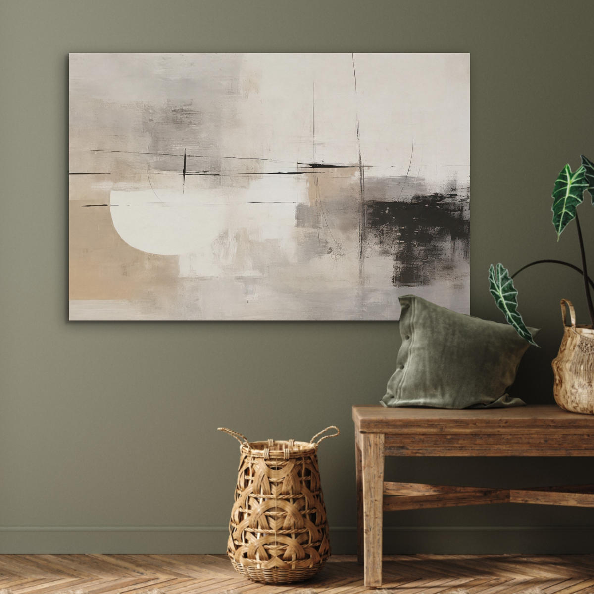 AKUSTIKPANEEL Abstrakt - Kunst - Grau 100x70 cm - Hellgrau, Textil (100/0.9/70cm) - MuchoWow
