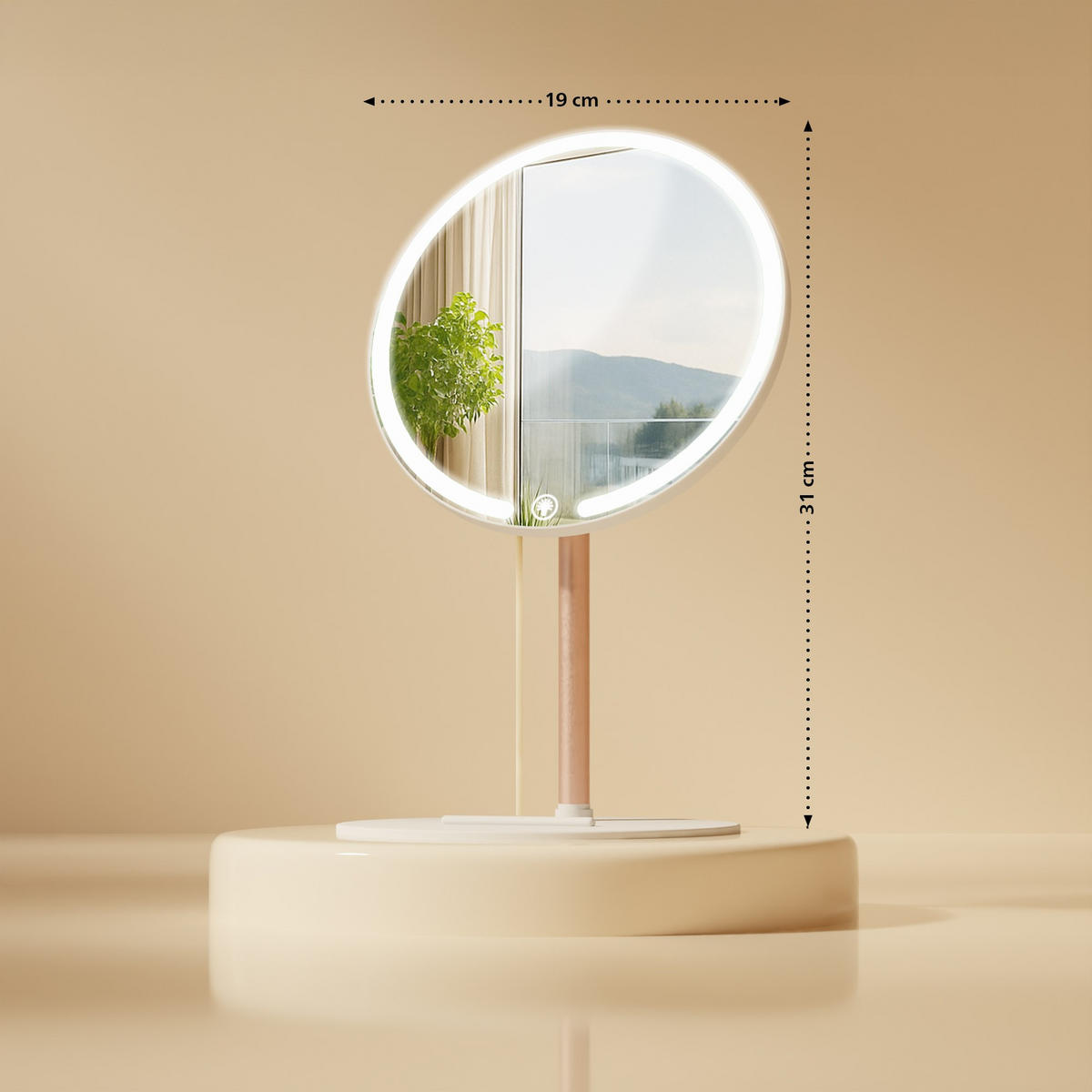 SCHMINKSPIEGEL rund 19 cm Kunststoff Weiß - Weiß, Kunststoff (19/31/19cm) - CLP