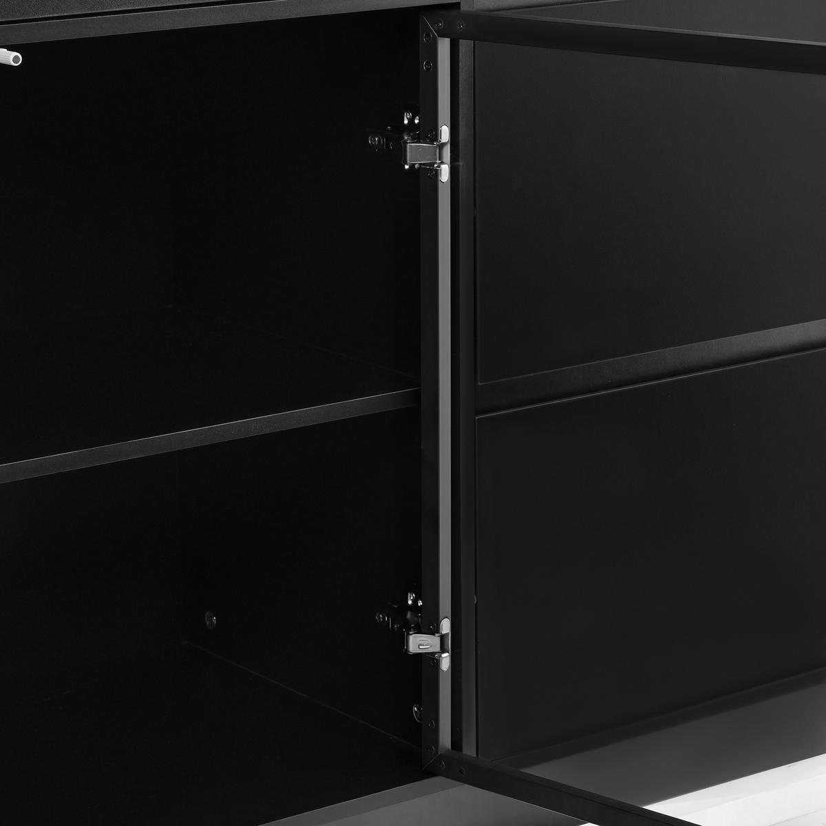BUFFET DE-37518 120/40/180 cm mit LED-Beleuchtung Schwarz - Schwarz, Holzwerkstoff (120/180/40cm) - ComfortXL
