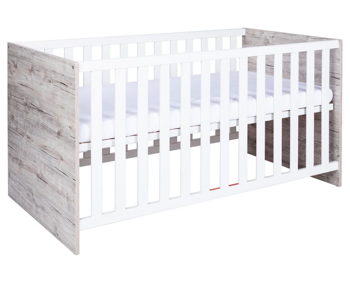 BABYBETT Bente 70 x 140 cm Weiß / Eiche - Eichefarben/Weiß, Holz/Holzwerkstoff (70/140cm) - arthur berndt