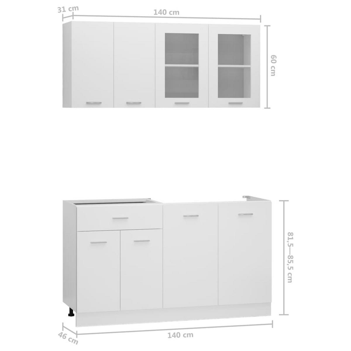 KÜCHENZEILE 4Er Set Lyon Weiss Holzwerkstoff - Weiß, Holzwerkstoff (80/81.5/46cm) - vidaXL