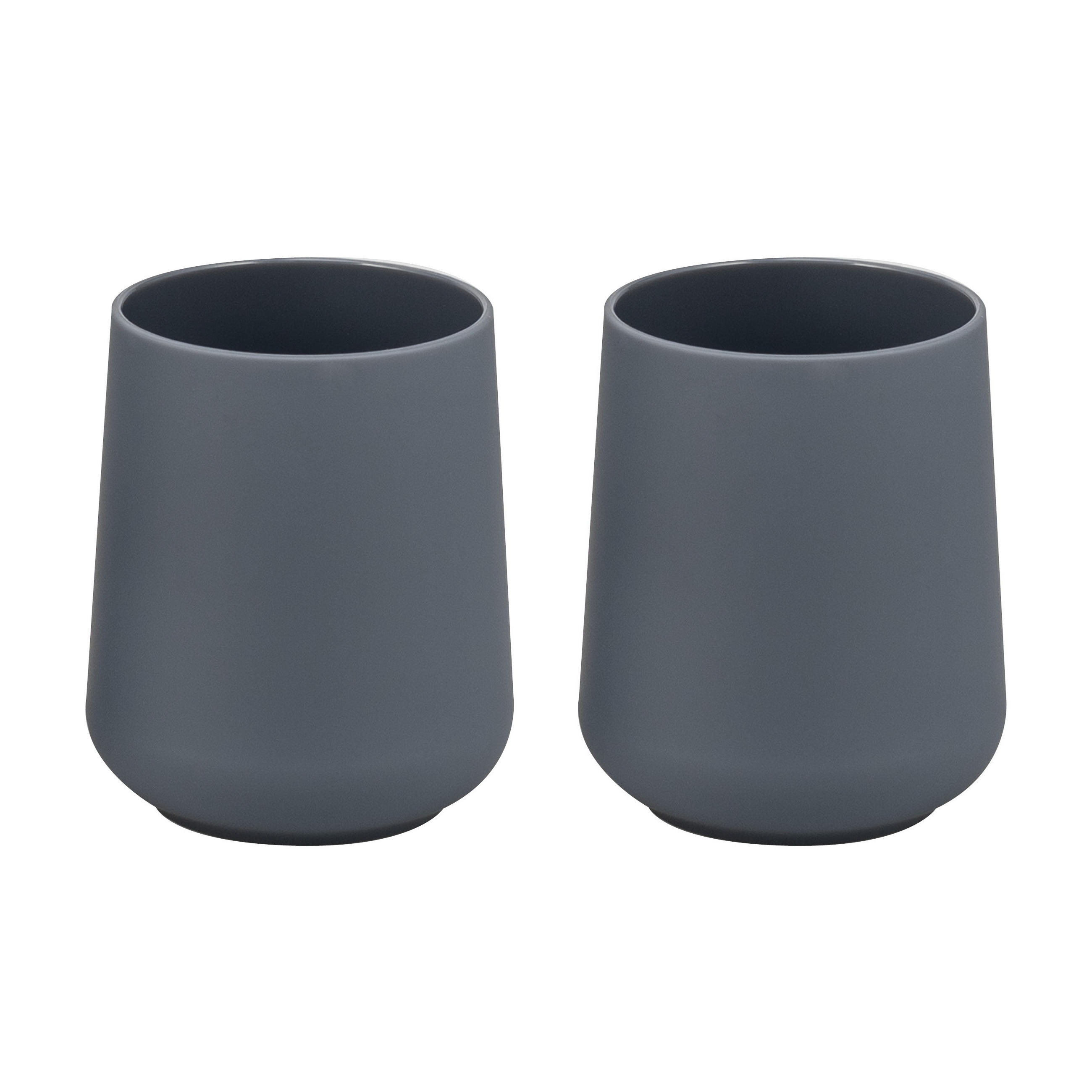 BECHER-SET TESERO 2tlg., Soft-Touch, grau - Grau, Kunststoff (8.5/10.5/8.5cm) - eluno
