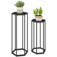 PFLANZSTÄNDER DE-05418 2er-Set, hexagonal Schwarz - Schwarz, Metall (31/27/75cm) - ComfortXL