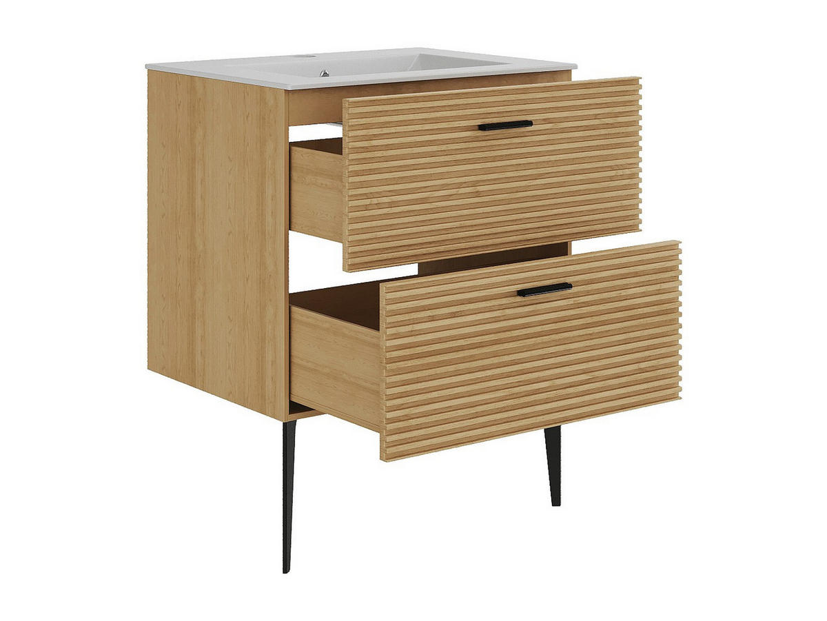 EINZELWASCHTISCH - 60 cm x 46 cm - holz - naturfarben hell Sarone - Weiß, Holz (60/55/46cm) - Vente-Unique