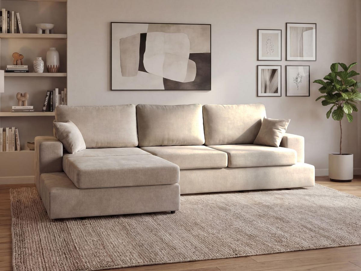 ECKSOFA Nesto Biege Links - Beige, Holz/Textil (260/165cm) - Graingold