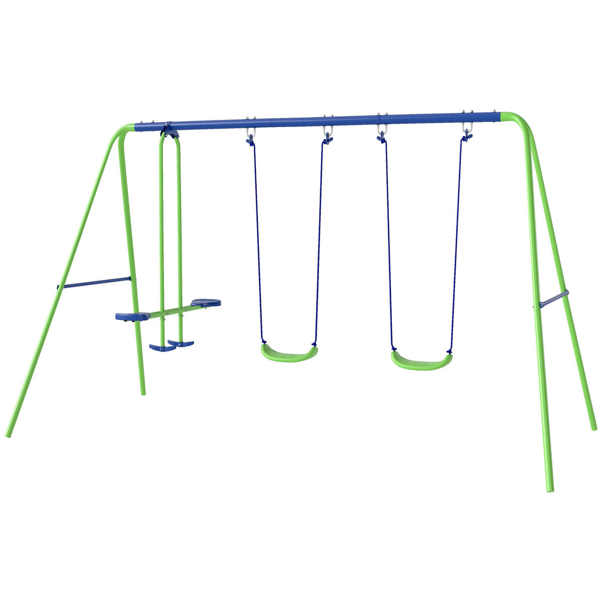 SCHAUKEL DE-17986 3-in-1 mit 2 Schaukeln Grün - Grün, Metall (140/280cm) - ComfortXL