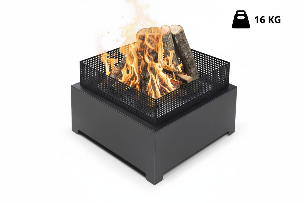 FEUERSCHALE Fireplace Schwarz 55 x 55 x 37 cm 16 kg aus Stahl pulverbeschichtet - Schwarz, Metall (55/37/55cm) - The Favilla