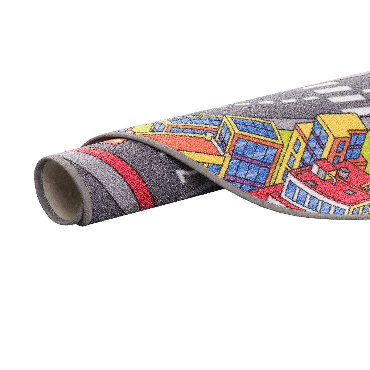 KINDER SPIEL TEPPICH LITTLE TOWN 3D RUND - Multicolor, Textil (100/100cm) - Snapstyle