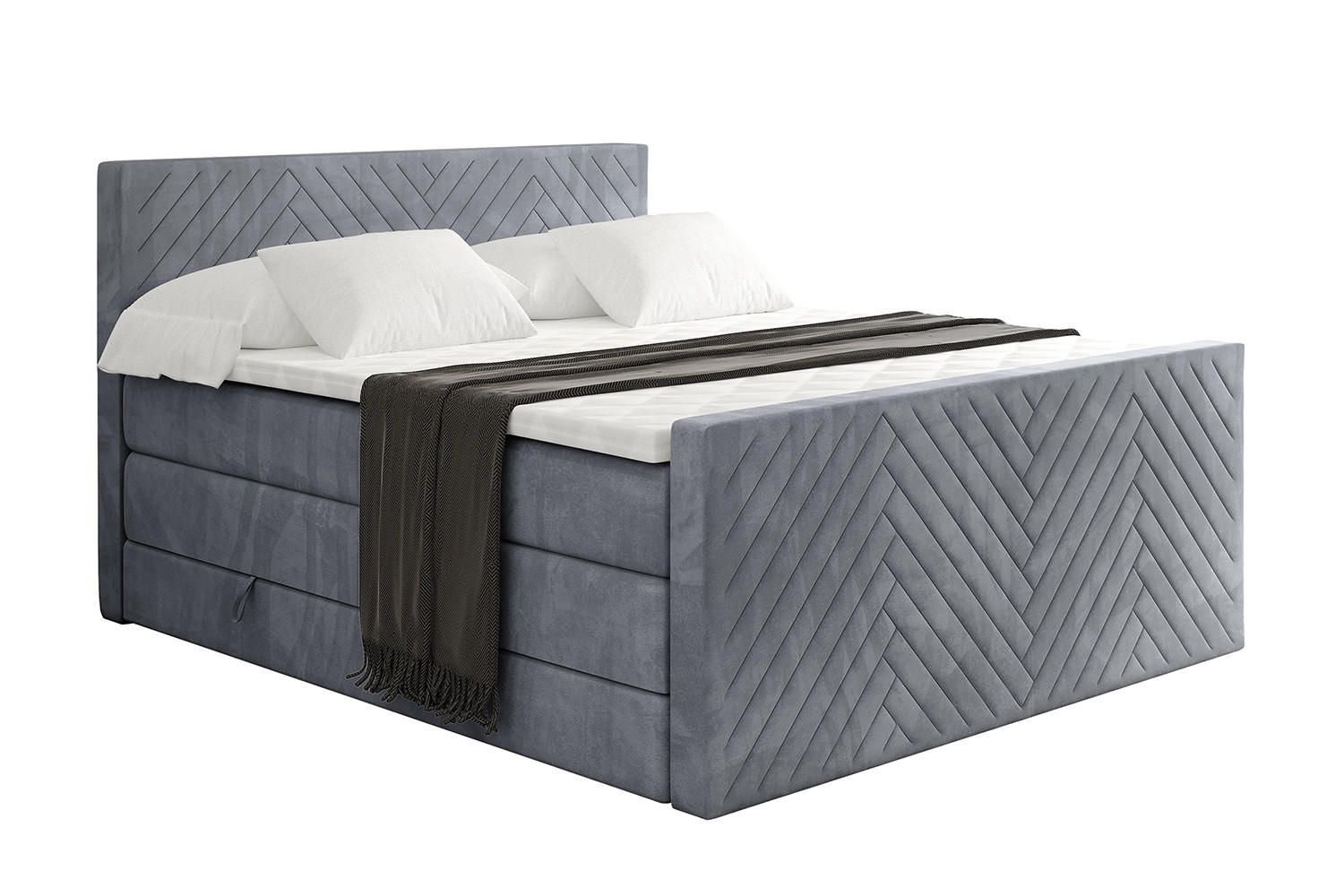 BOXSPRINGBETT mit Matratze und Lattenrost - VEXA-Z KING-160x200 - Grau Casablanca - Grau, Holzwerkstoff (160/200cm) - ALTDECOR
