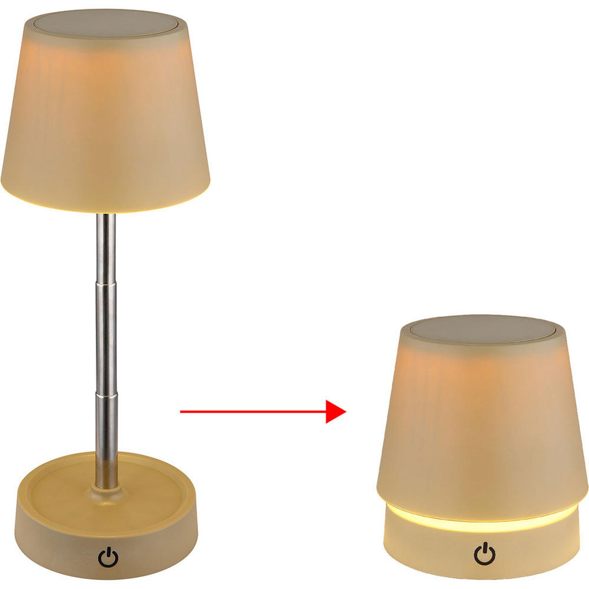 LED TISCHLEUCHTE CARLOS Sandfarben - Bernsteinfarben, Metall (10.6/10.6/28cm) - Globo Lighting