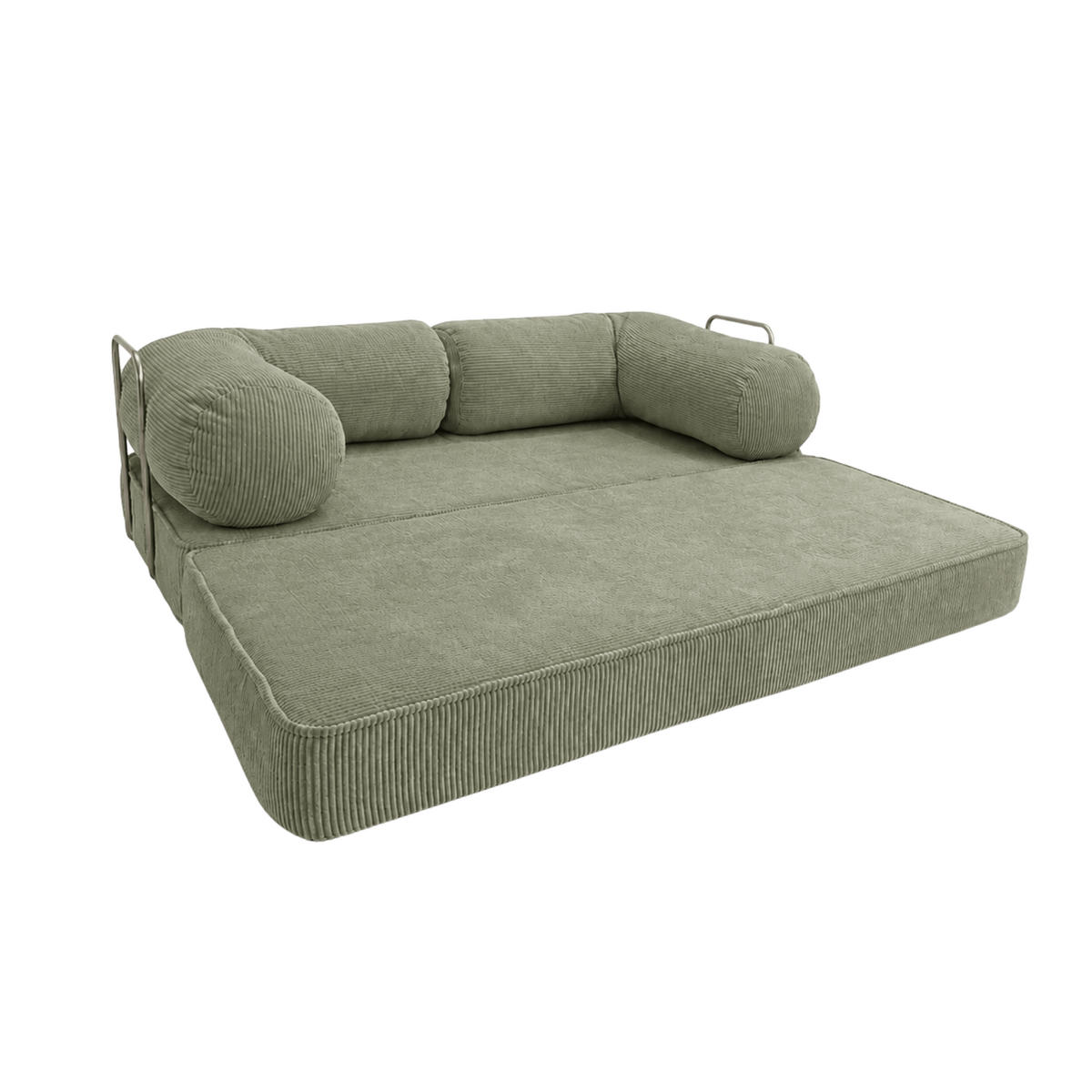 SCHLAFSOFA MIT CHROMGESTELL ausklappbar mit abnehmbarem Bezug in Olivgrün - Olivgrün, Textil (200/70/100cm) - SURB